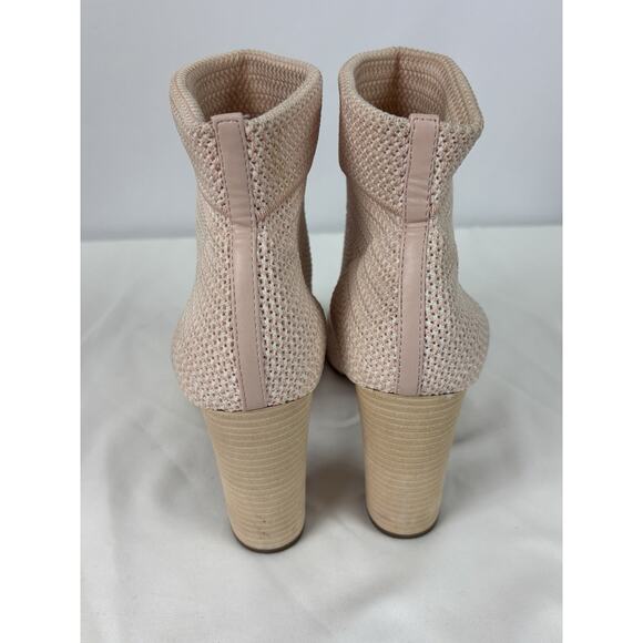 Avec Les Filles Mariah Sock Booties Pink 10 M Peep Toe Knit - Picture 4 of 12